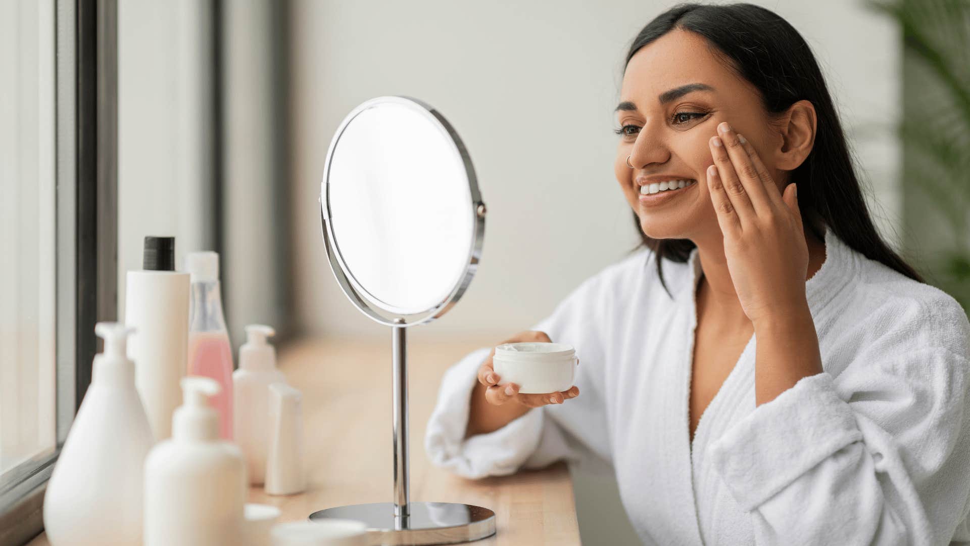 woman using every bit of product before opening a new one