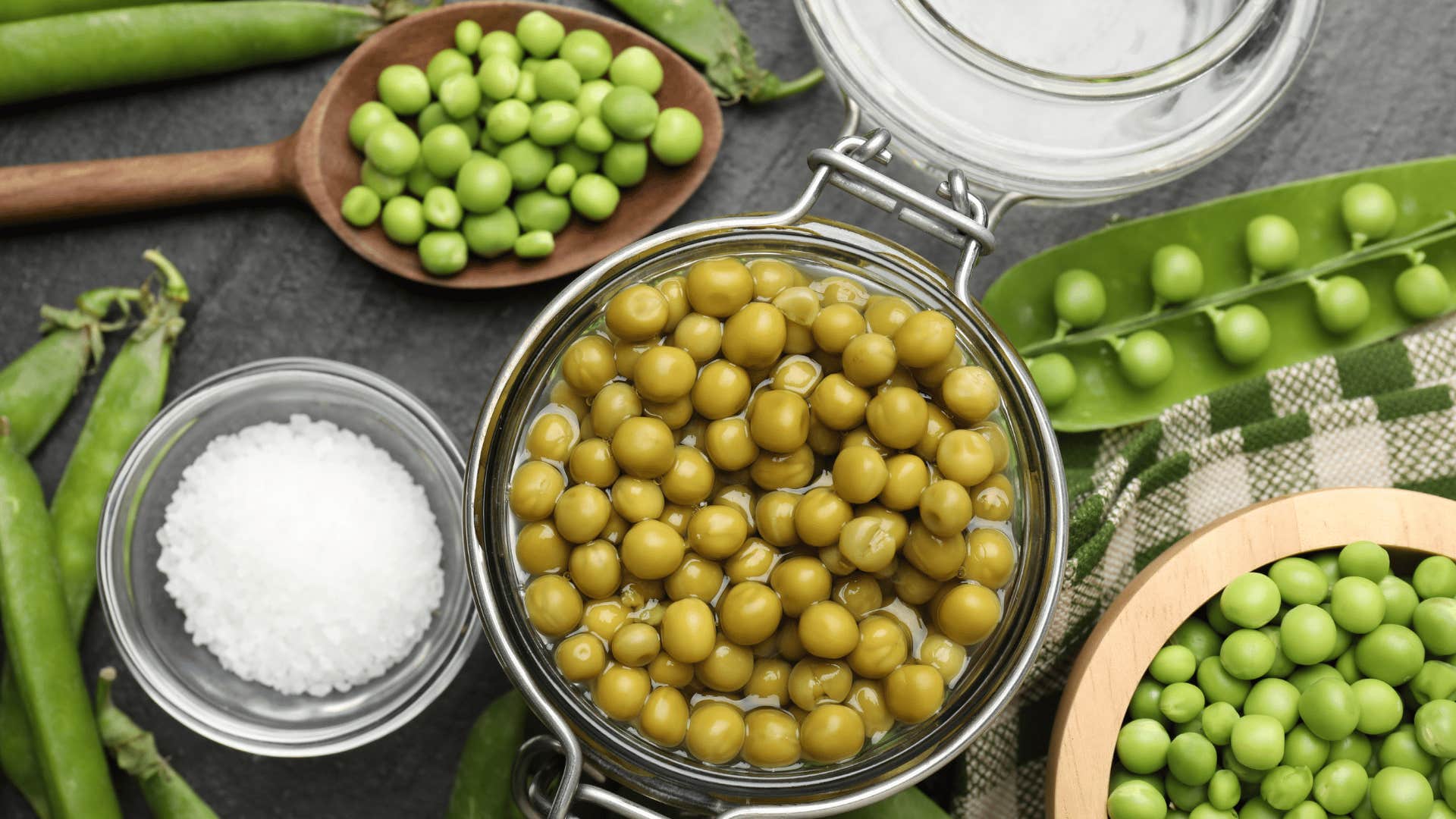 canned peas near salt