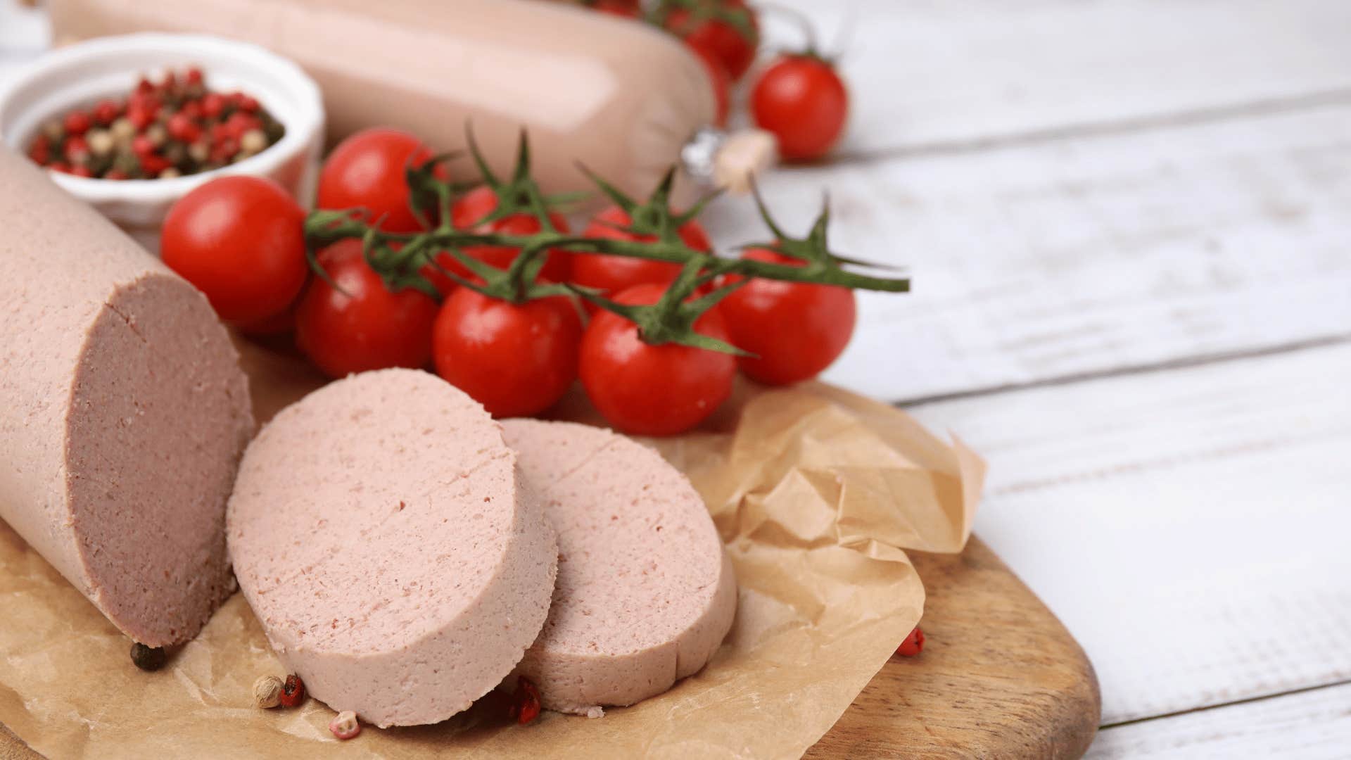liver sausage near tomatoes 