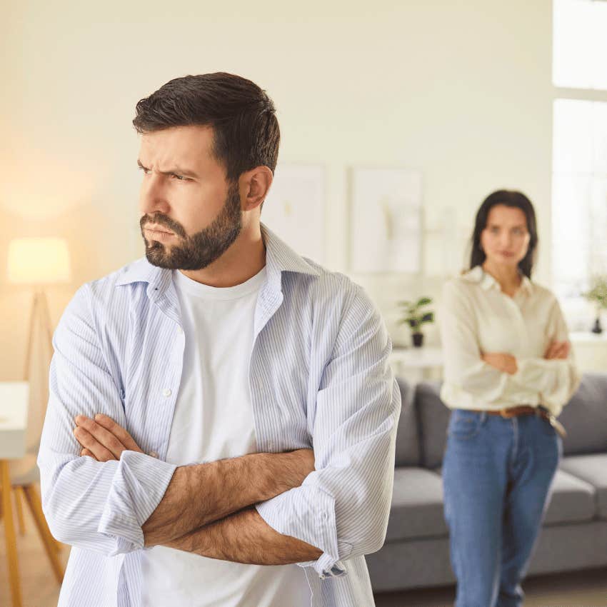 man driving woman away by having no self-compassion