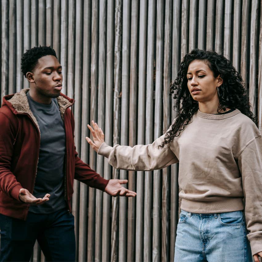 toxic man pressuring a woman to agree to a favor