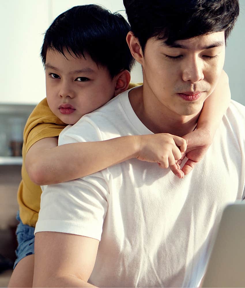 man who is self-aware caring for a young child 