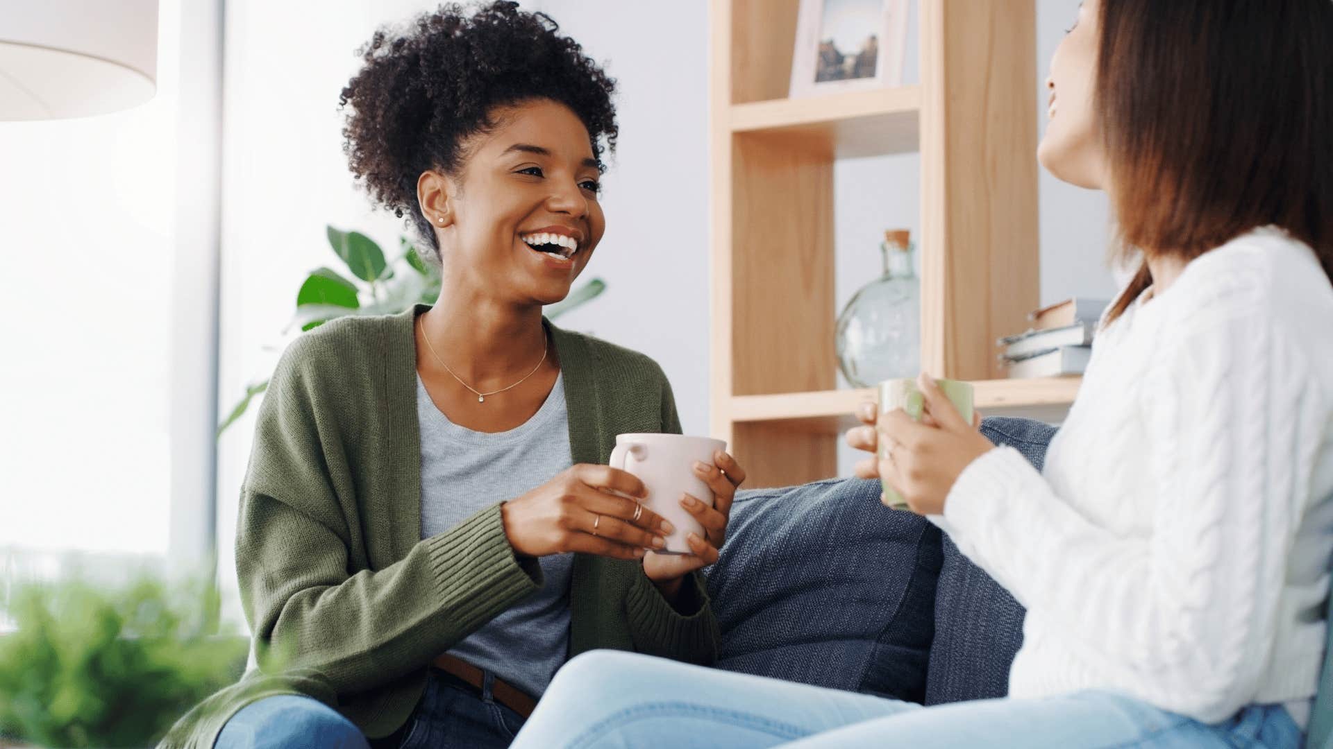 woman matching her friend's energy in conversation