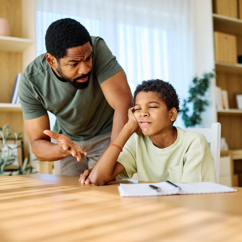 boy who doesn't respect his parents saying that's not my problem