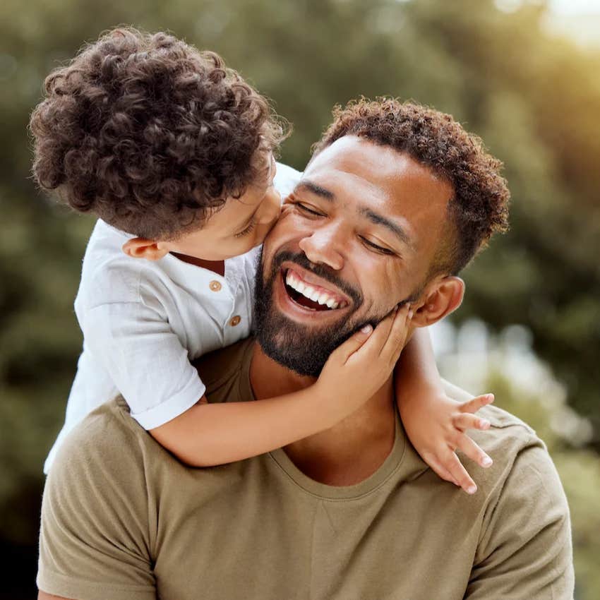 dad teaching his toddler son that emotions are ok