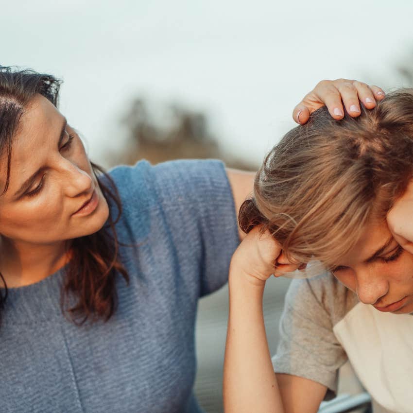 Disappointed child learning to accept a parent's decision after being told they cannot have what they want