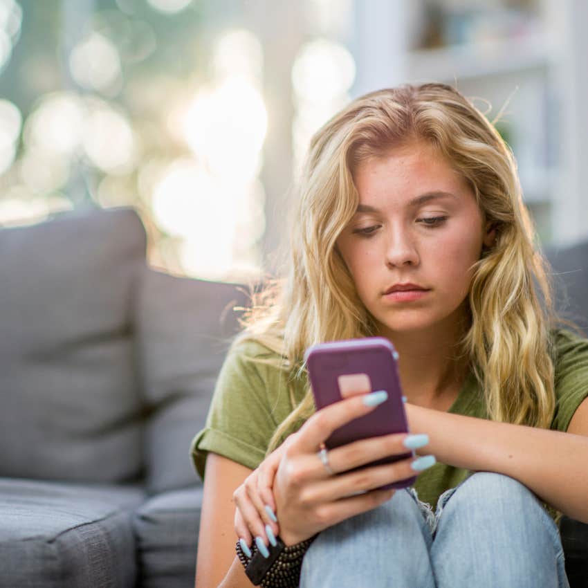 young woman using social media