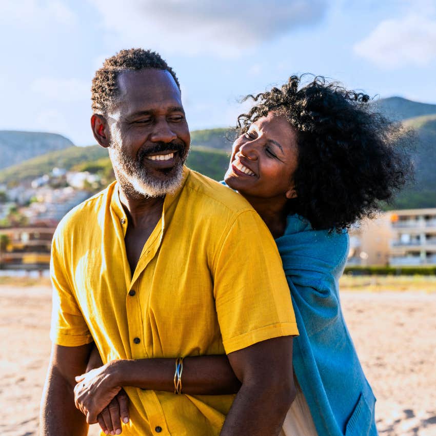Couple raised in the 70s on an annual vacation on the beach