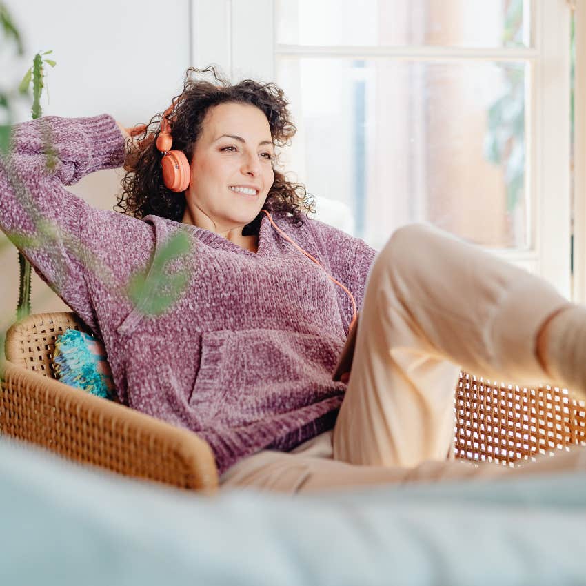 woman distanced from toxic family enjoying her privacy at home
