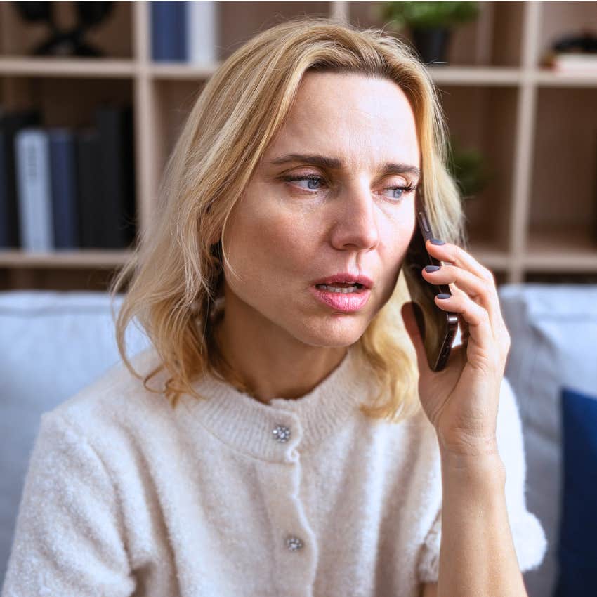 Woman talking about drama and gossip on the phone.