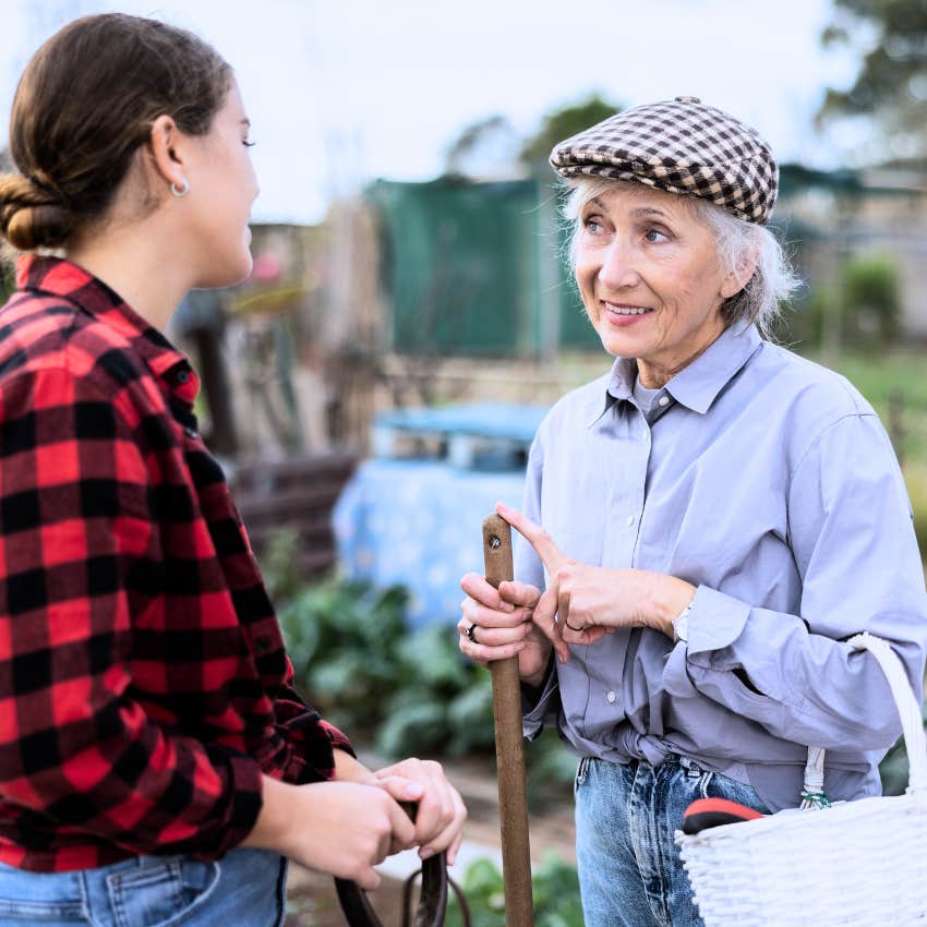 woman telling her friend I noticed this while telling interesting story