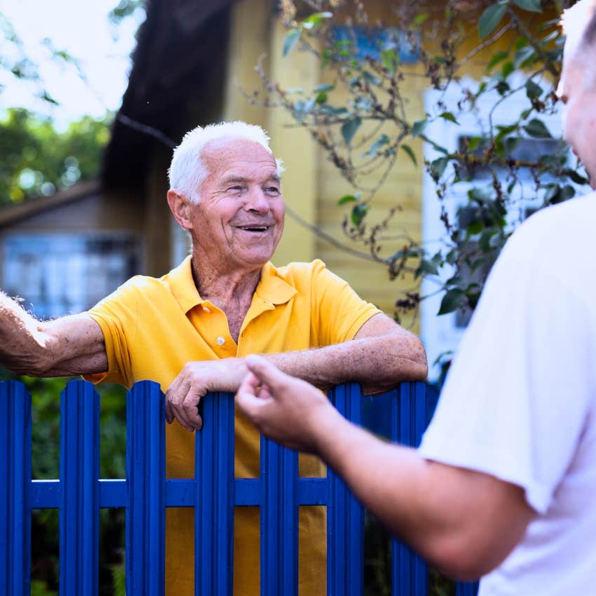 interesting man asking his neighbor what was that like