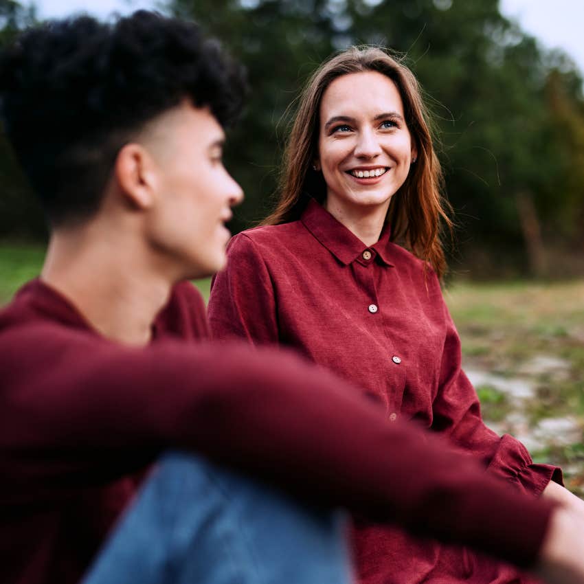 introverted intuitive woman sitting with her partner talking