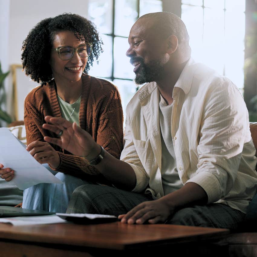 Considerate man saying "we'll figure it out" to his partner.
