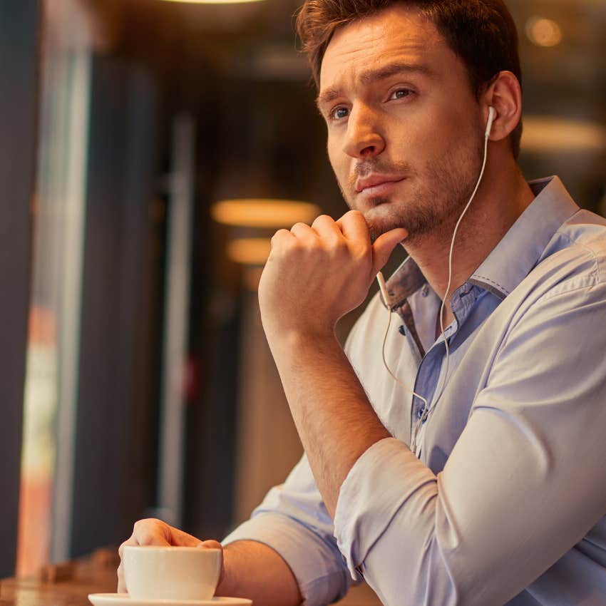Introspective man reflecting on life