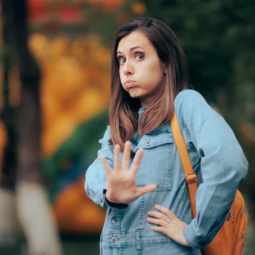 woman setting boundaries with others avoiding small talk