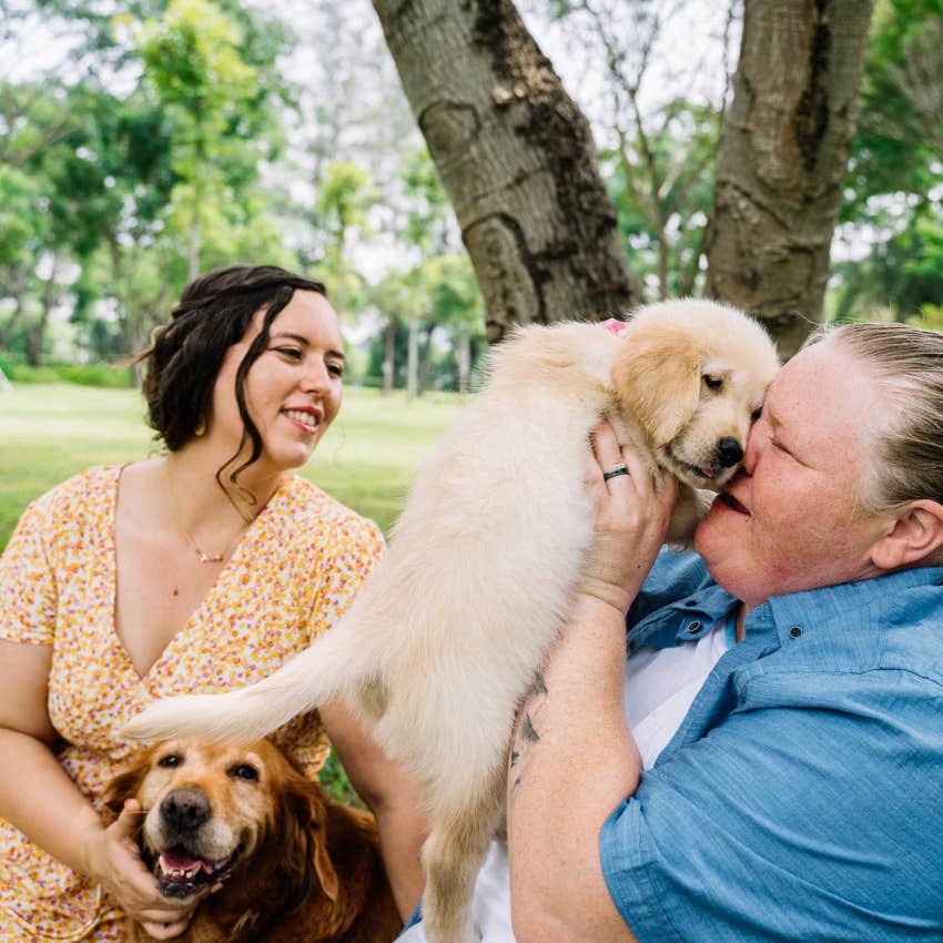 man who prefer pets to people asking to pet a woman's dog