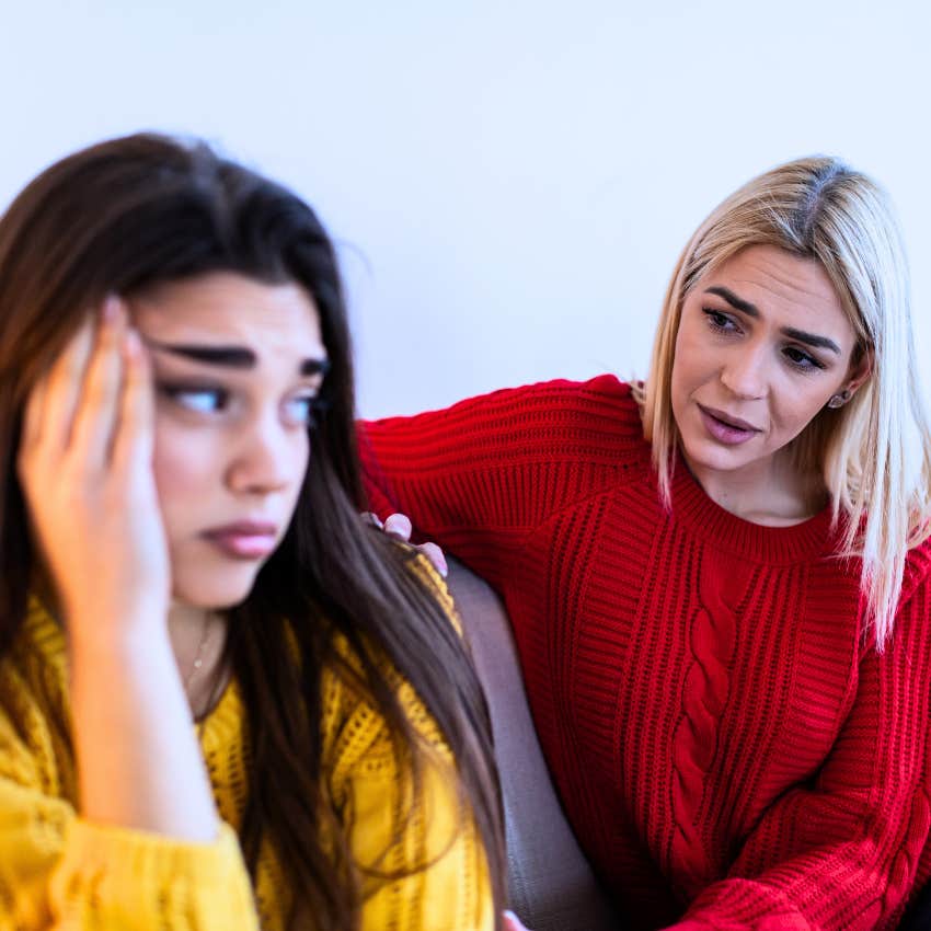 remorseful woman apologizing to upset friend saying i didn't mean it
