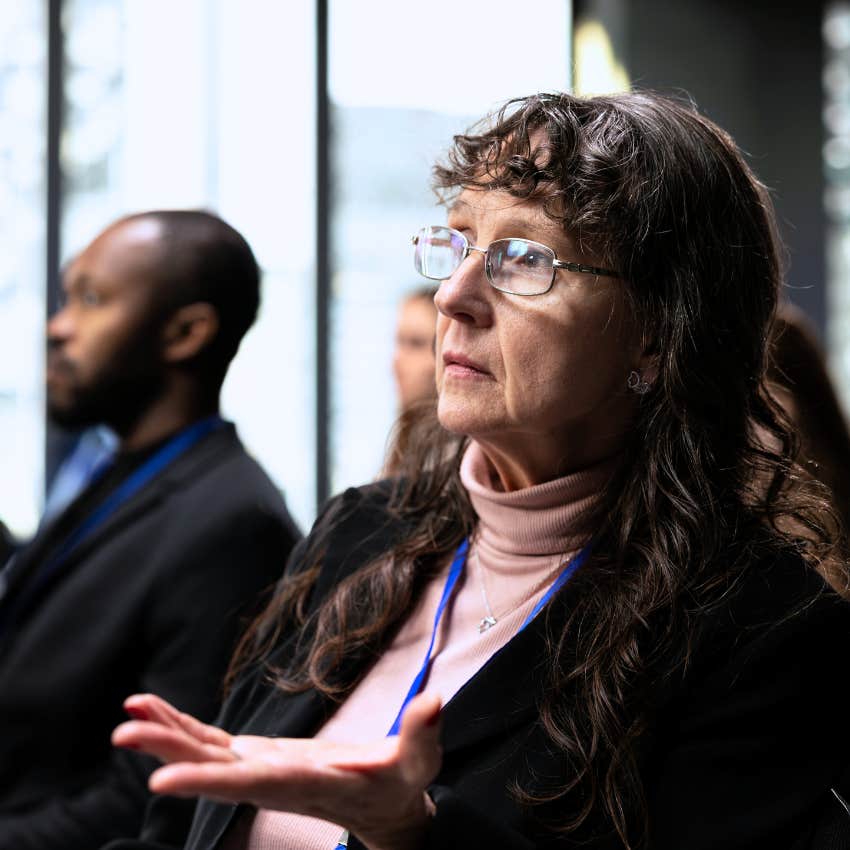 woman with dull mental skills saying that's just the way it has to be at work