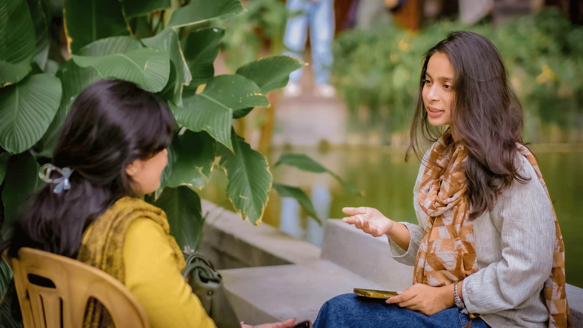 woman pausing before saying she's sorry