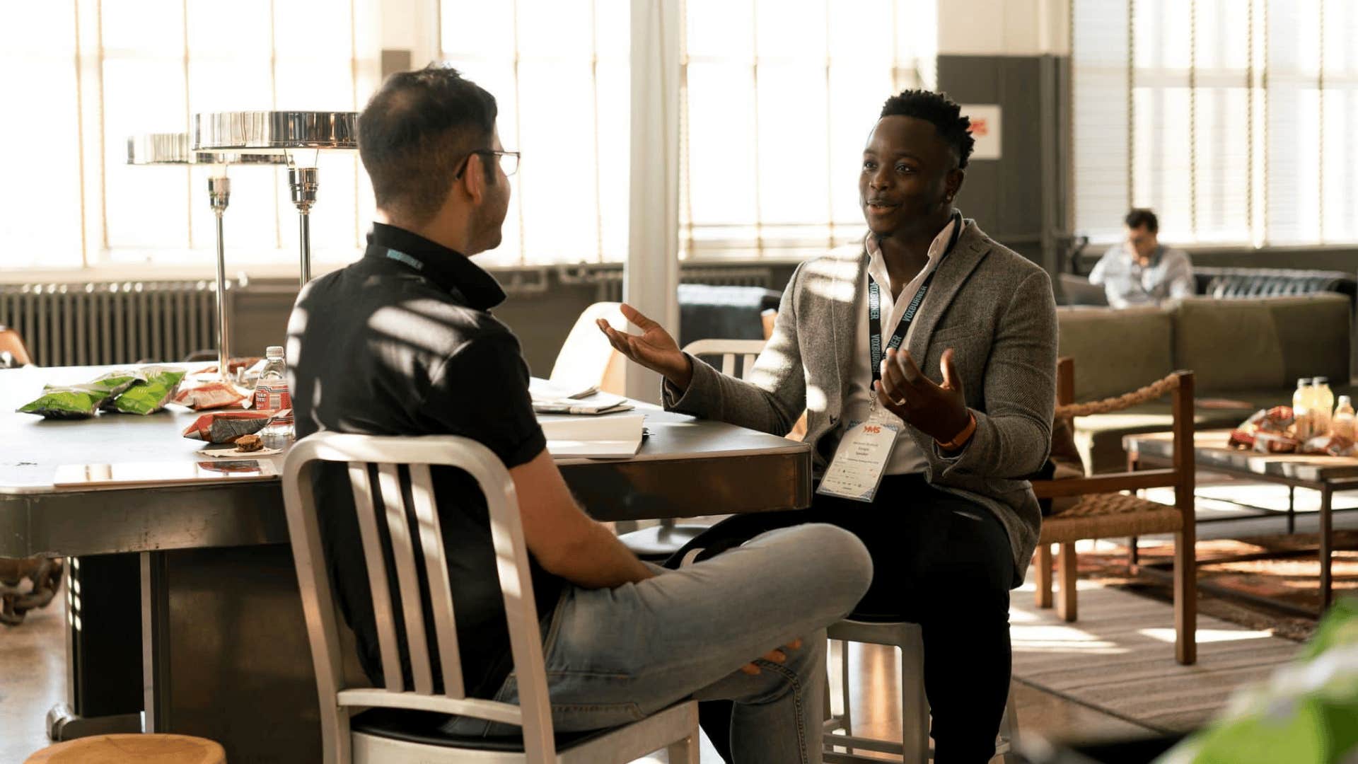 man with high conversational IQ pausing before saying why