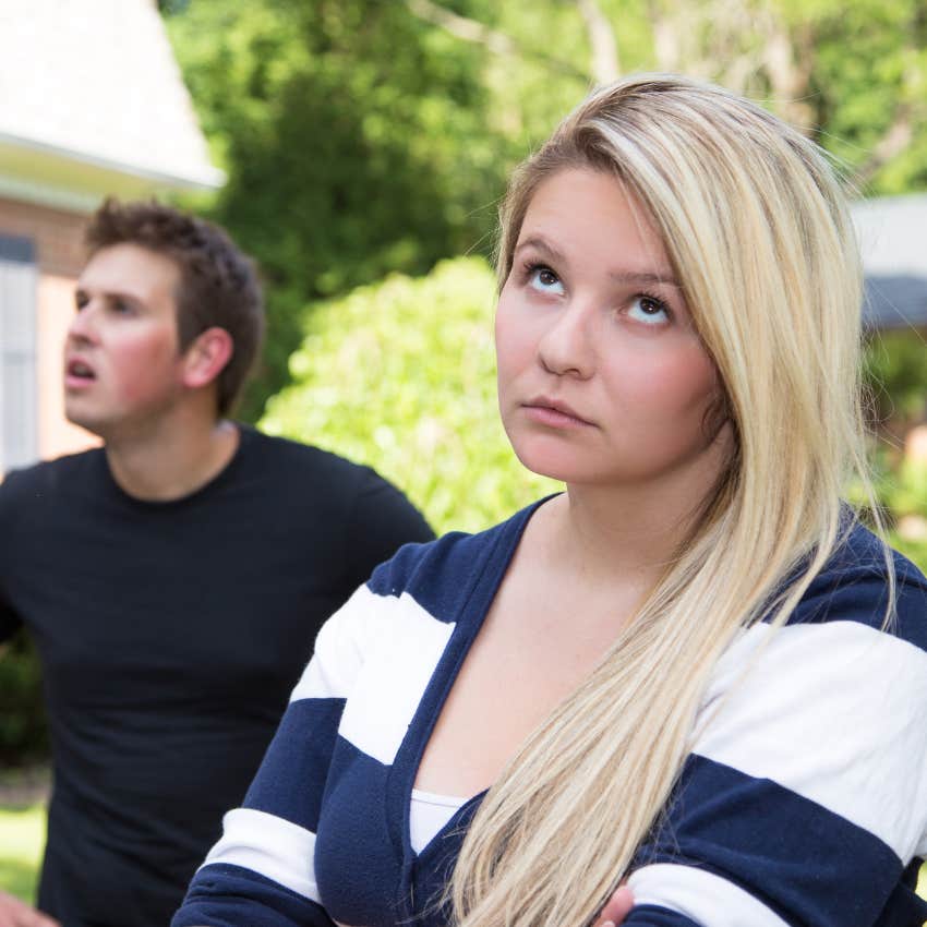 woman rolling her eyes at someone who's just not being accurate