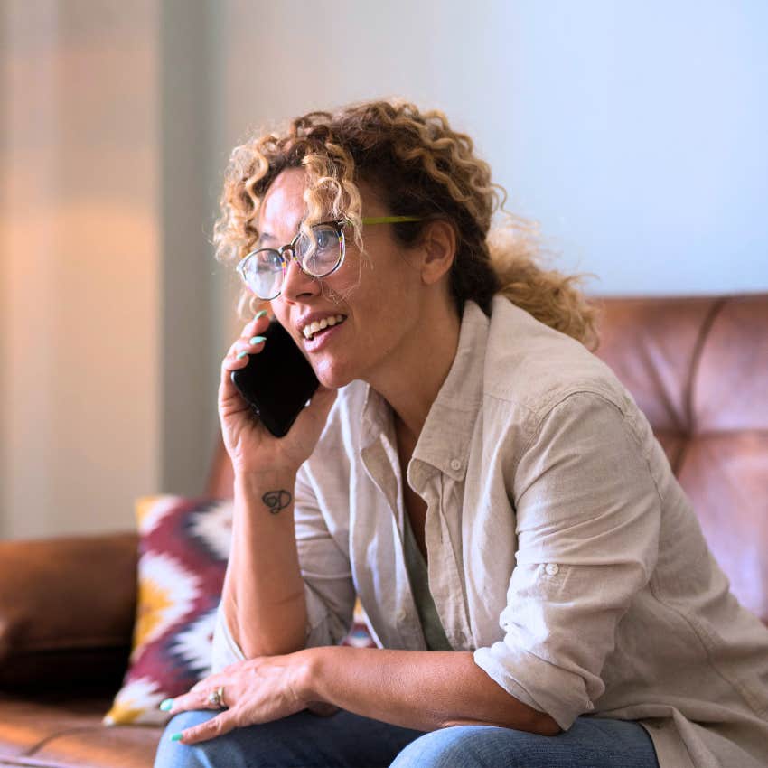woman with emotional and mental empathy on the phone saying I need some alone time