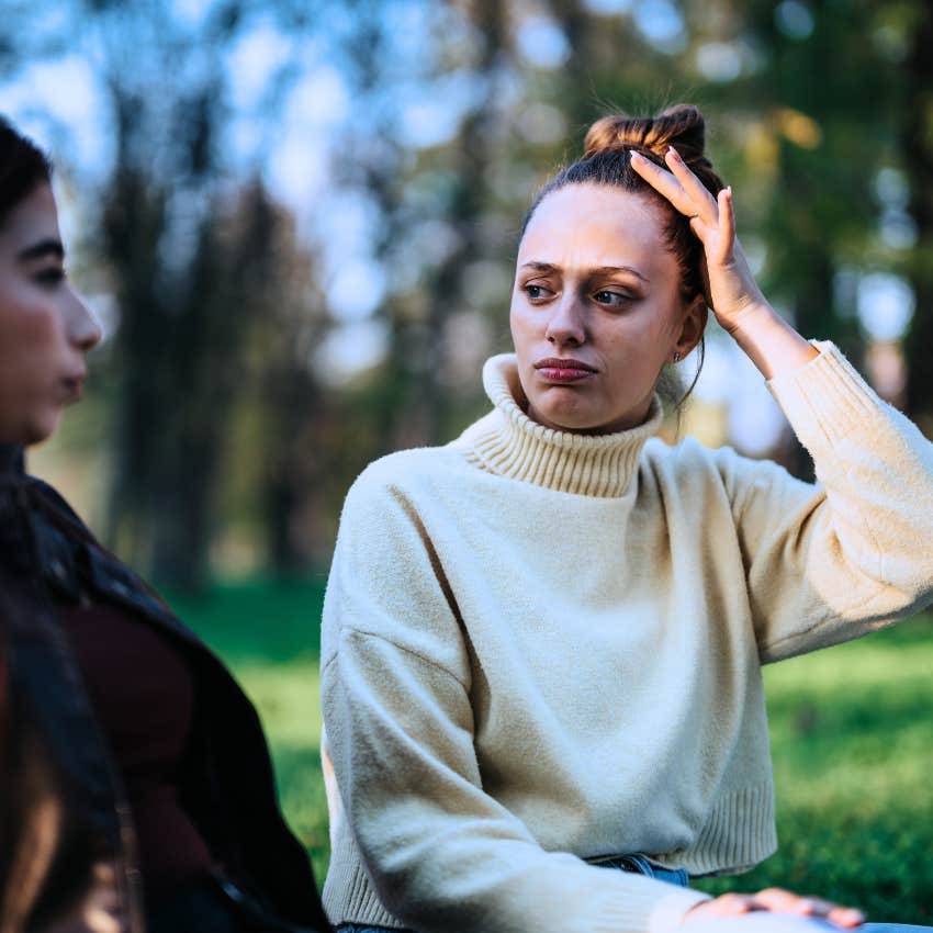 woman with no respect for her friend's time saying I forgot