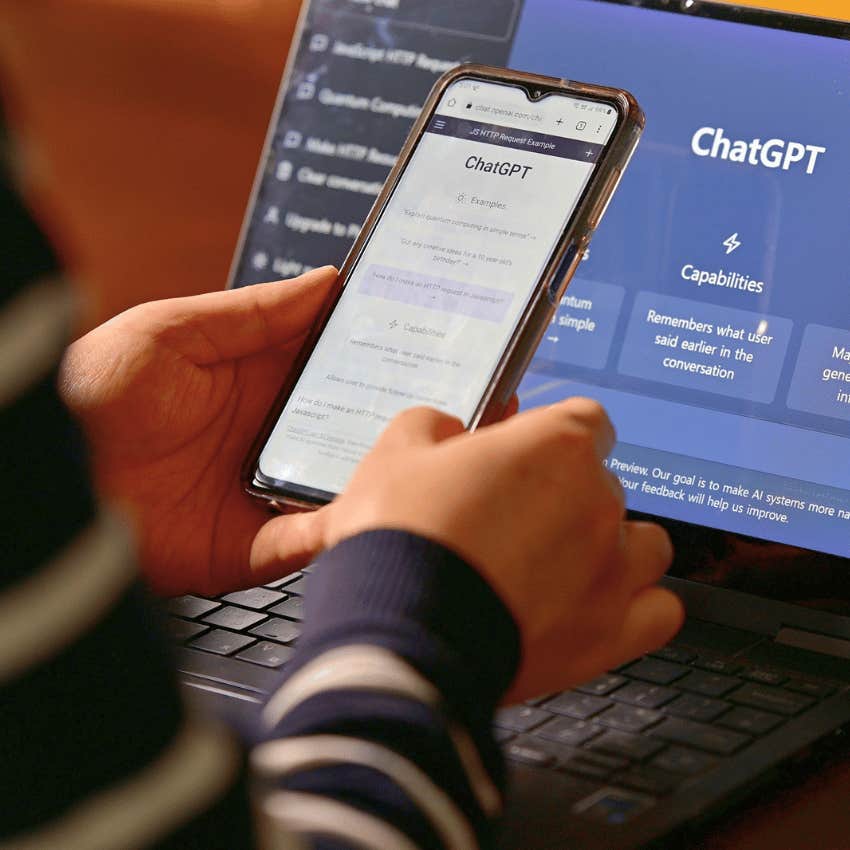 person using chatgpt on their laptop and phone
