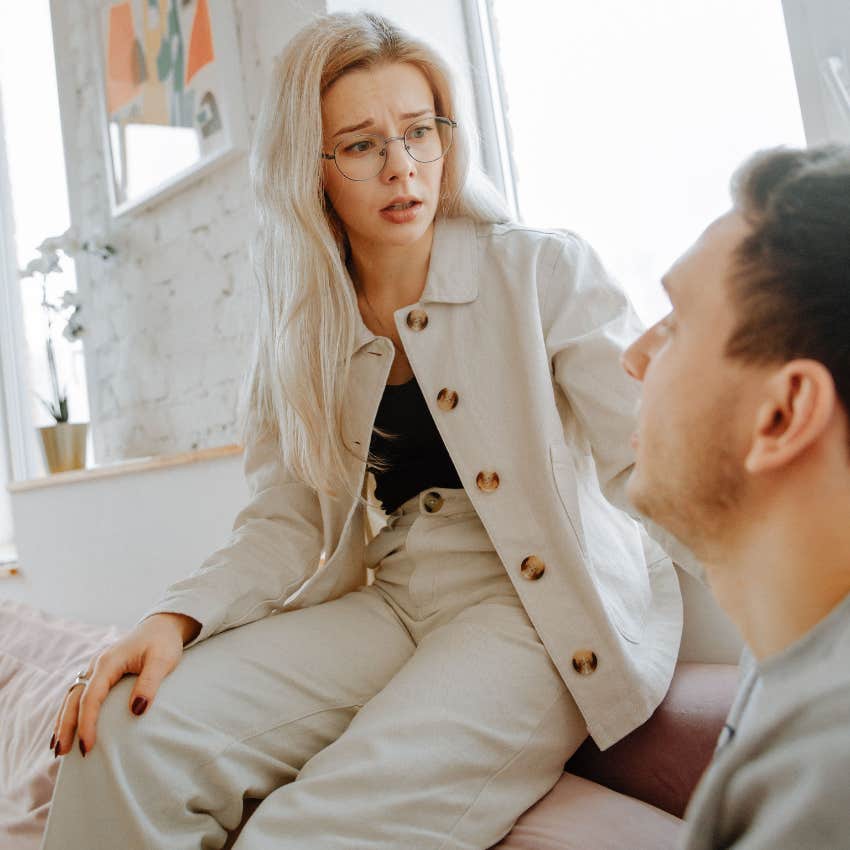 woman with a poor attitude complaining to partner she doesn't have what it takes