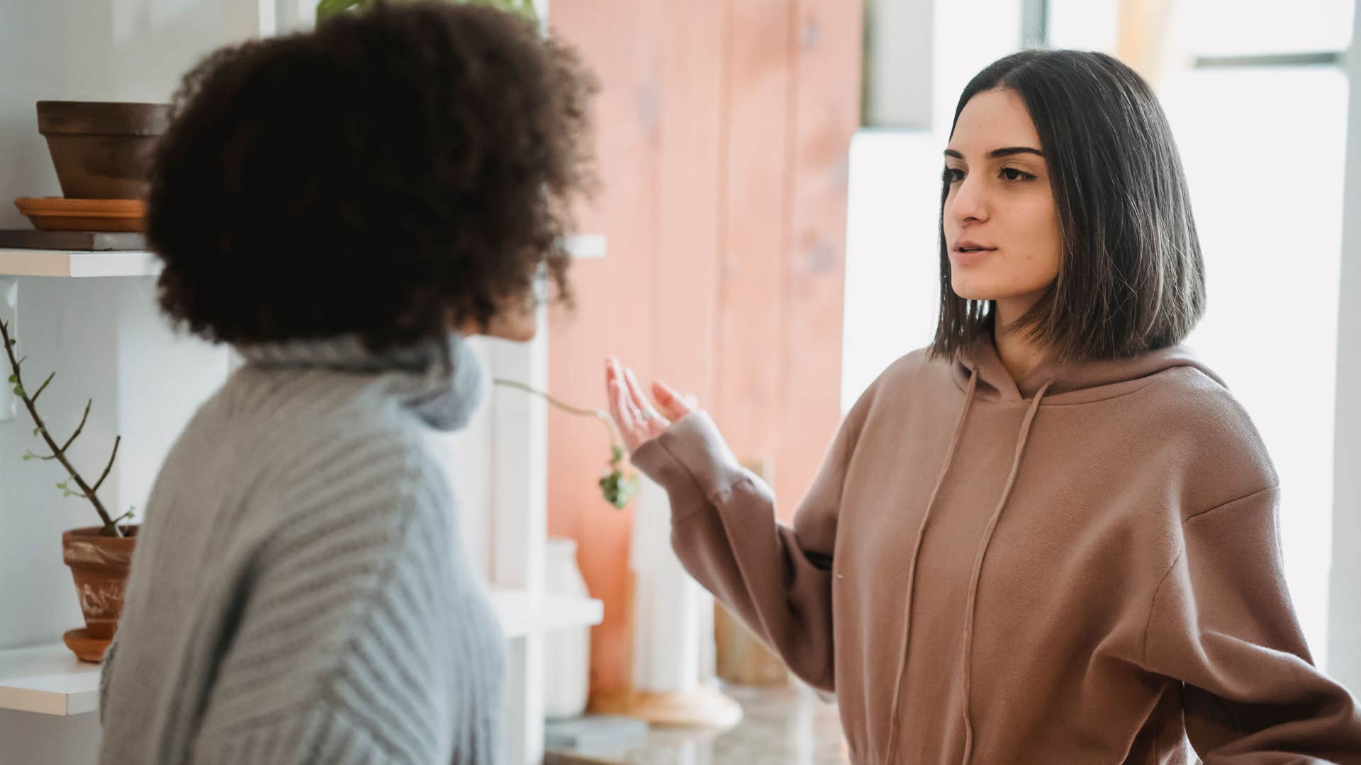 woman lacking resilience telling friend this is impossible