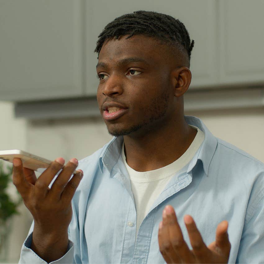 man with weak mental and emotional boundaries can't say no while talking on phone
