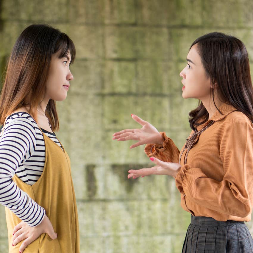 woman with exceptionally strong relationship IQ tells woman not to say that again
