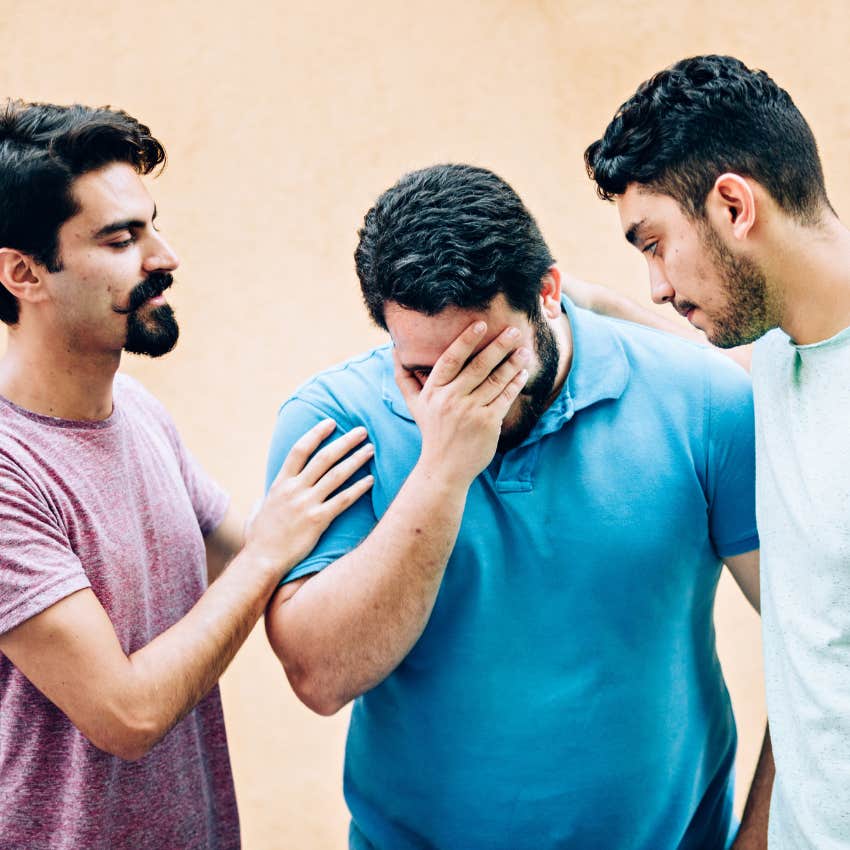 men telling their friend to let them know how they can help