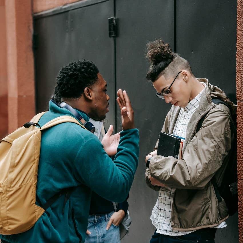 man telling his friend he should just go