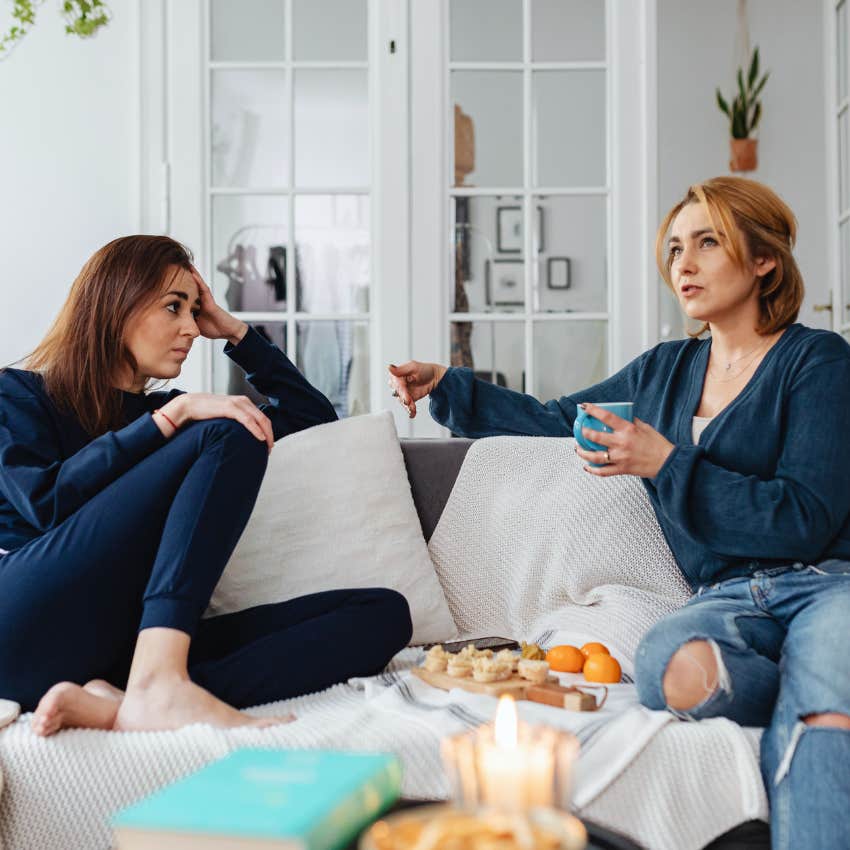 honest woman telling her friend she doesn't have the energy for this