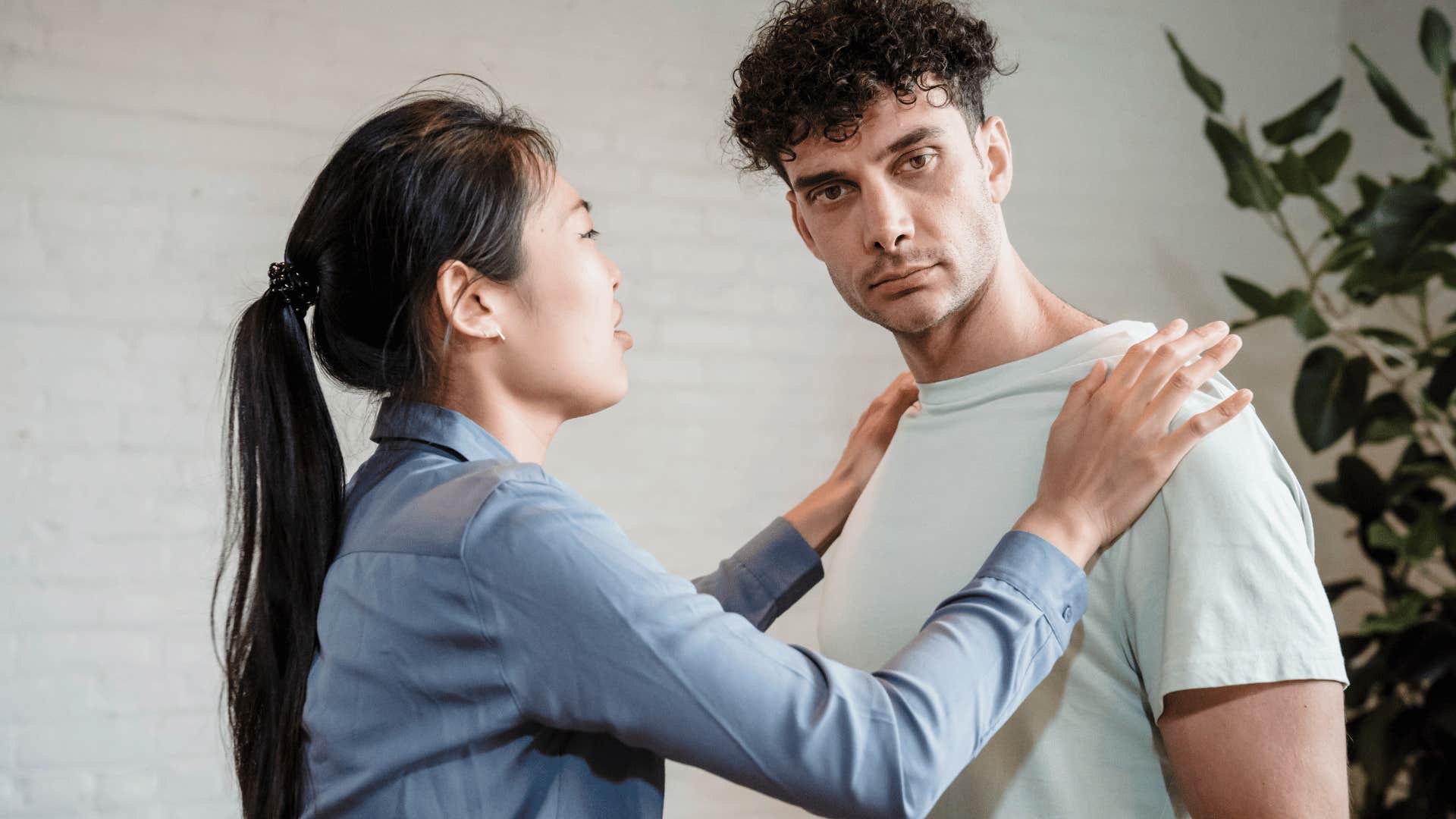 smart man with a fast-moving brain telling partner i just have a feeling