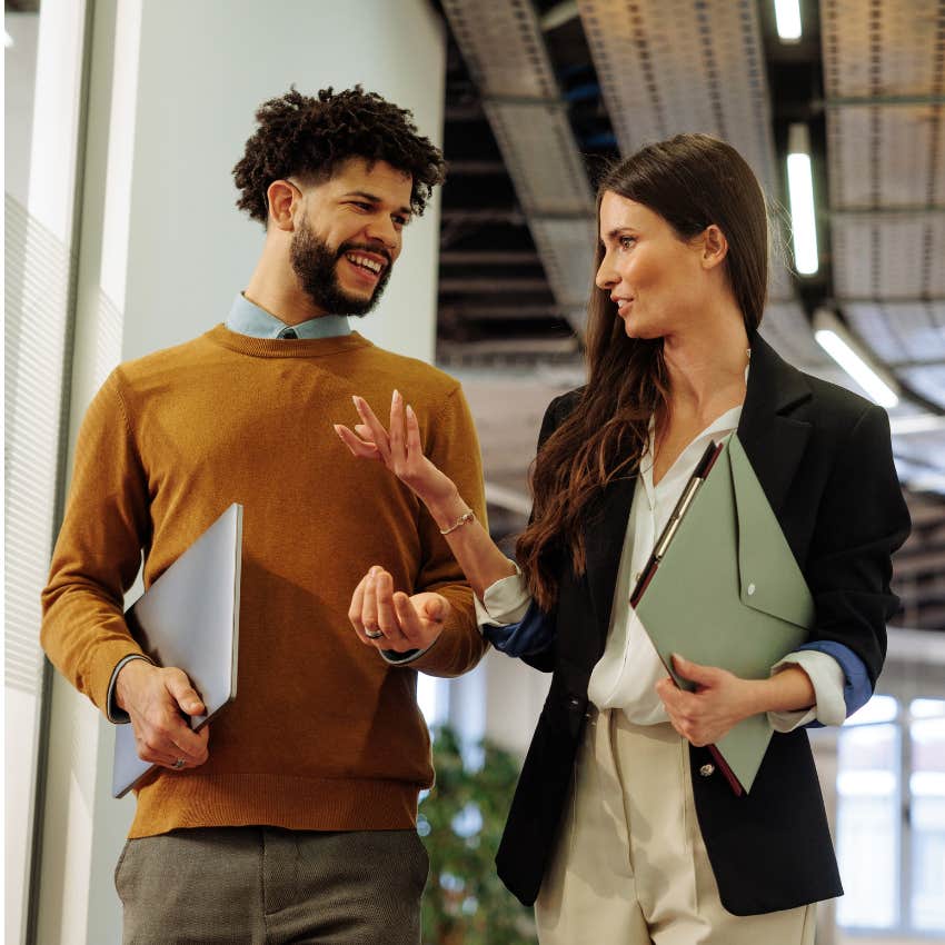 unintentionally passive-aggressive woman telling male co-worker I'll do it myself