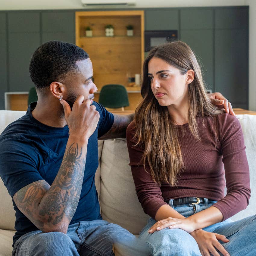 couple talking using law of dominance to get through hard times and stay together