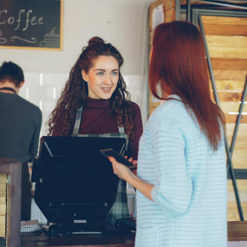 woman saying maybe you aren't the right person for this job to service worker