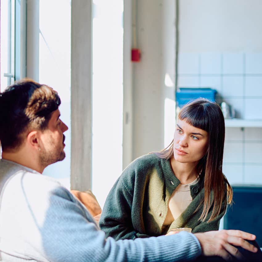 man with zero respect for boundaries asking friend personal question she's not comfortable with