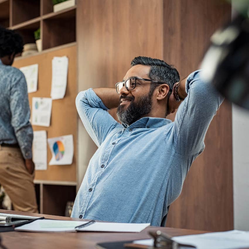 clever man scheduling creative time off for himself