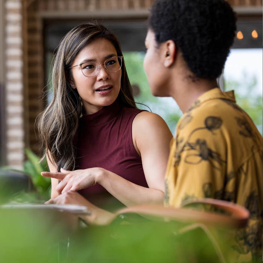 disrespectful woman talking to friend saying if that's how you feel