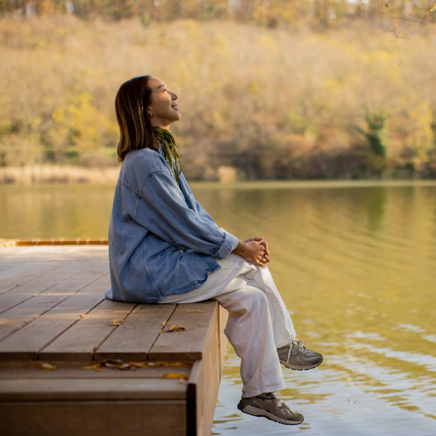 woman receiving an unexpected feeling of peace