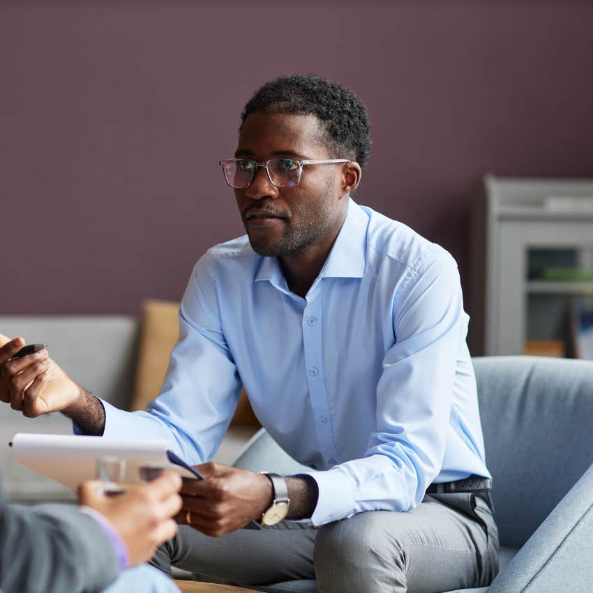 man who's hard to fool asking someone if they're telling him everything
