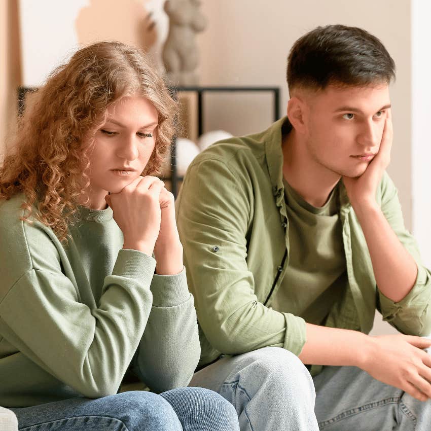 stubborn couple quietly resenting each other
