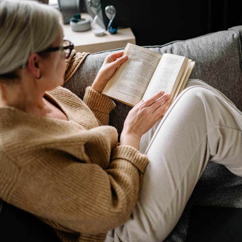 woman reading a book