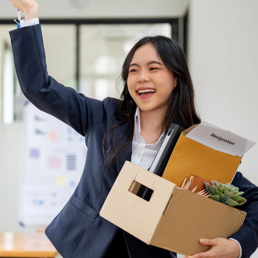 gen z woman quitting a toxic job