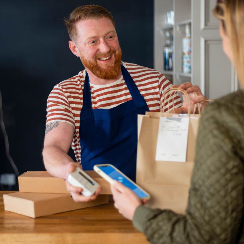 Gen X woman picking up take out food