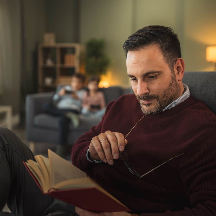 sensitive and intuitive man feeling joy while reading